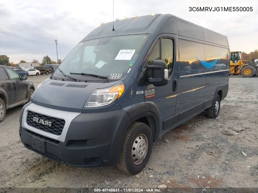 2021 Ram Promaster 3500 Cargo Van High Roof 159 Wb Ext VIN: 3C6MRVJG1ME550005 Lot: 40745631