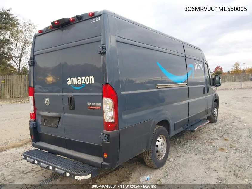 2021 Ram Promaster 3500 Cargo Van High Roof 159 Wb Ext VIN: 3C6MRVJG1ME550005 Lot: 40745631