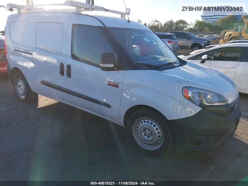 2021 Ram Promaster City Tradesman VIN: ZFBHRFAB1M6V33542 Lot: 40810321