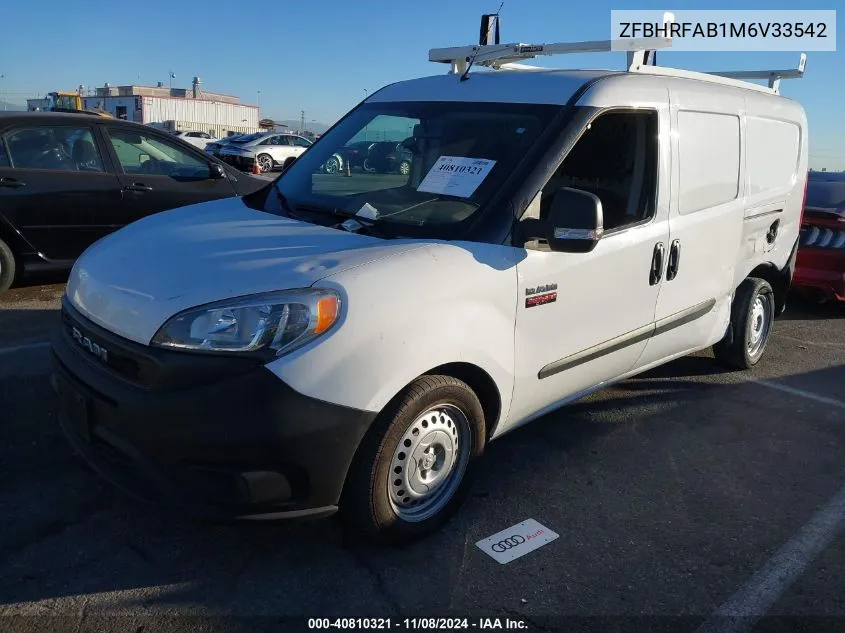 2021 Ram Promaster City Tradesman VIN: ZFBHRFAB1M6V33542 Lot: 40810321