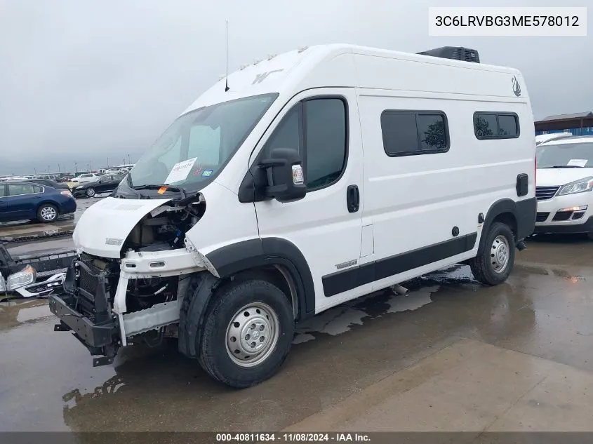 2021 Ram Promaster 1500 136 Wb VIN: 3C6LRVBG3ME578012 Lot: 40811634