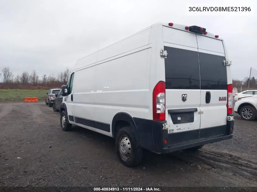 2021 Ram Promaster 2500 High Roof 159 Wb VIN: 3C6LRVDG8ME521396 Lot: 40834913