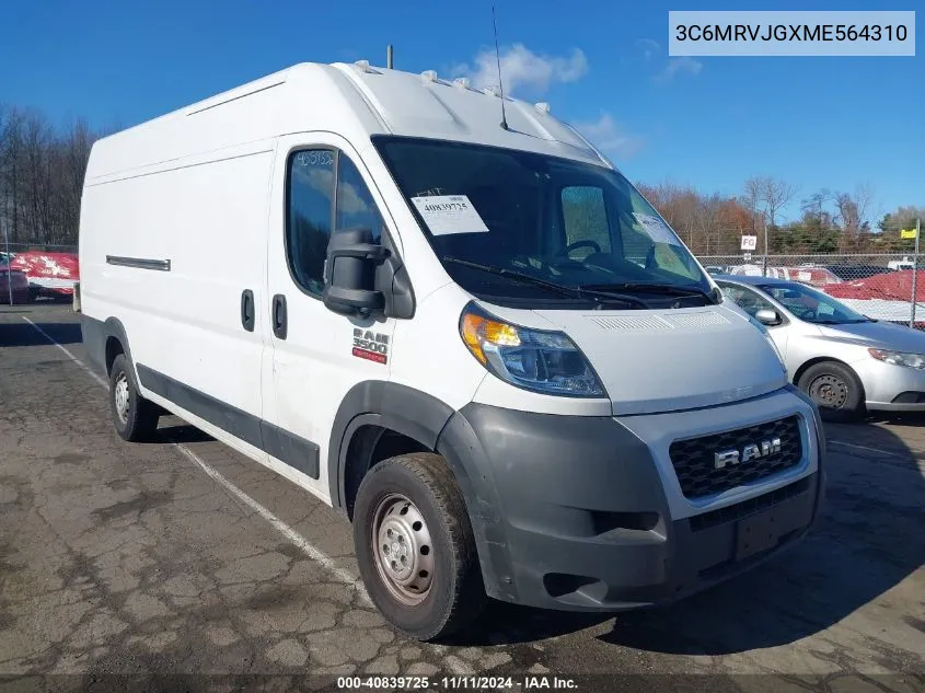 2021 Ram Promaster 3500 Cargo Van High Roof 159 Wb Ext VIN: 3C6MRVJGXME564310 Lot: 40839725