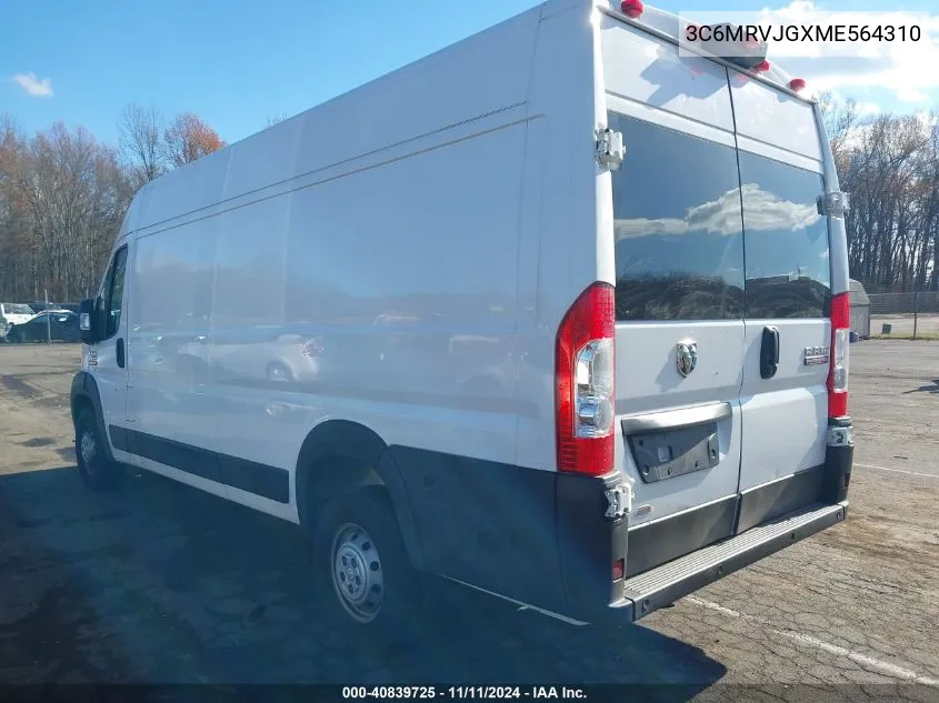 2021 Ram Promaster 3500 Cargo Van High Roof 159 Wb Ext VIN: 3C6MRVJGXME564310 Lot: 40839725