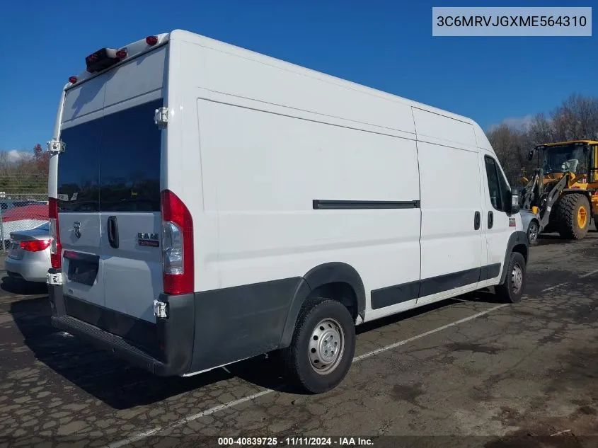 2021 Ram Promaster 3500 Cargo Van High Roof 159 Wb Ext VIN: 3C6MRVJGXME564310 Lot: 40839725