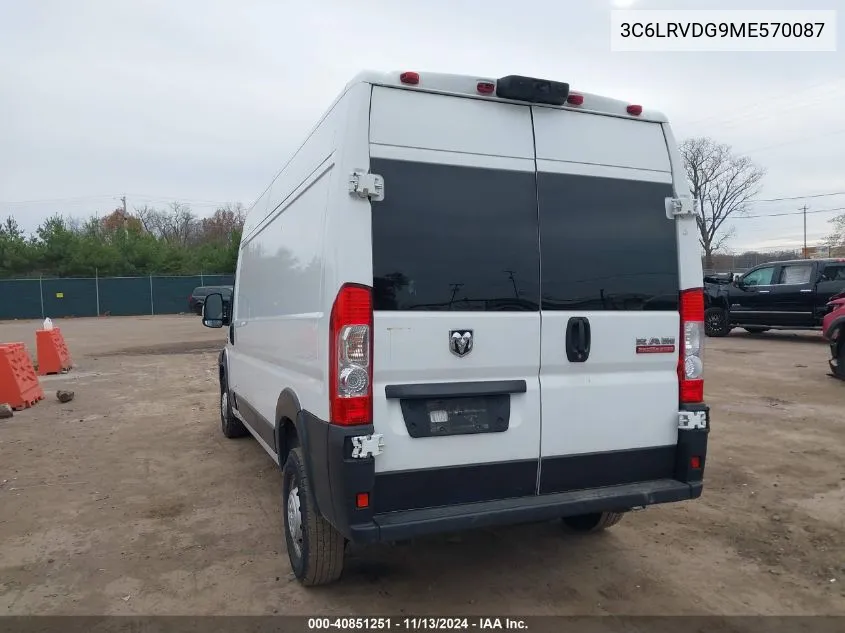 2021 Ram Promaster 2500 High Roof 159 Wb VIN: 3C6LRVDG9ME570087 Lot: 40851251