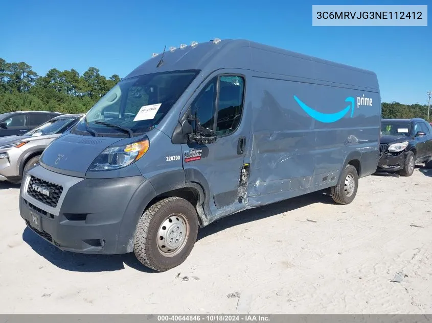 2022 Ram Promaster 3500 Cargo Van High Roof 159 Wb Ext VIN: 3C6MRVJG3NE112412 Lot: 40644846