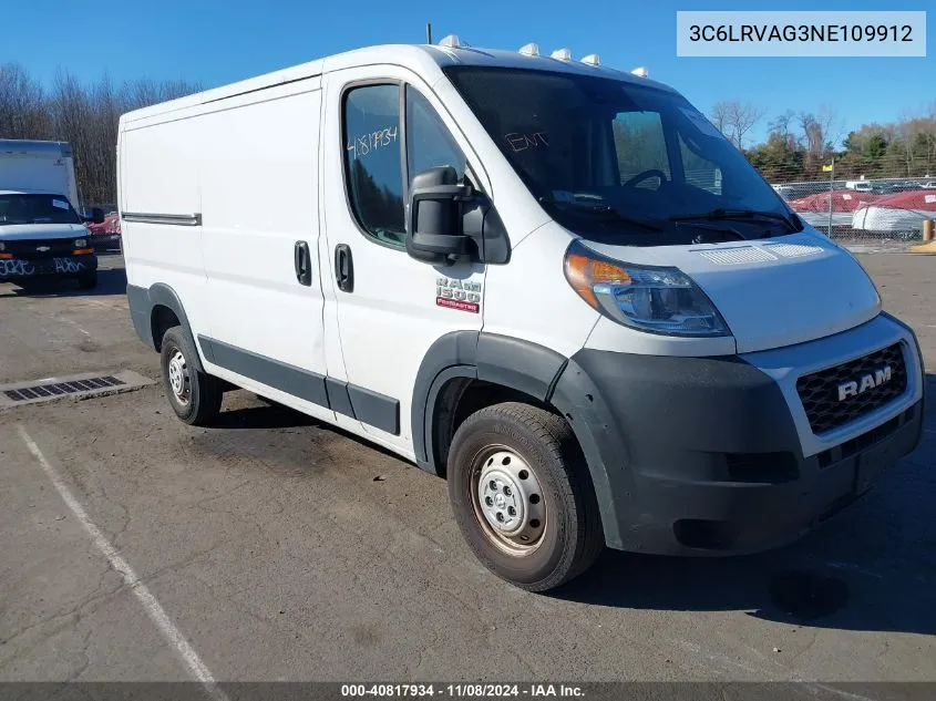 2022 Ram Promaster 1500 Low Roof 136 Wb VIN: 3C6LRVAG3NE109912 Lot: 40817934