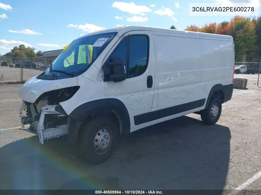 2023 Ram Promaster 1500 Low Roof 136 Wb VIN: 3C6LRVAG2PE600278 Lot: 40559954