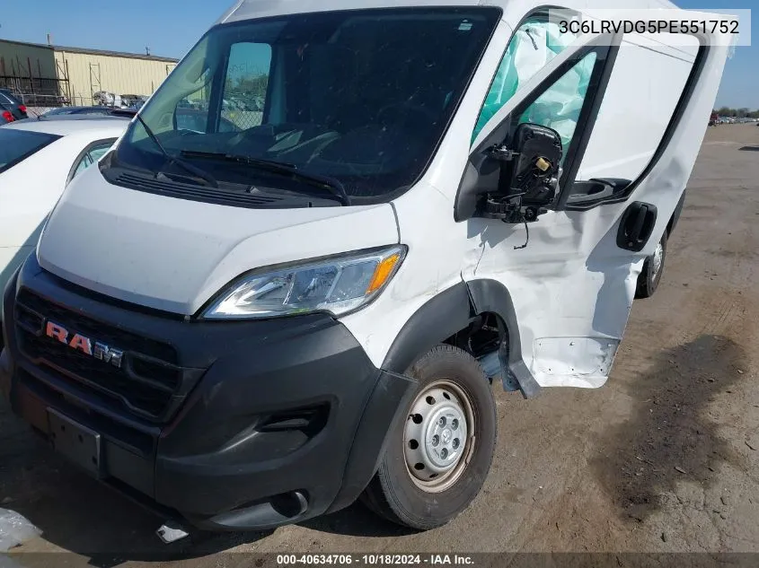 2023 Ram Promaster 2500 High Roof 159 Wb VIN: 3C6LRVDG5PE551752 Lot: 40634706