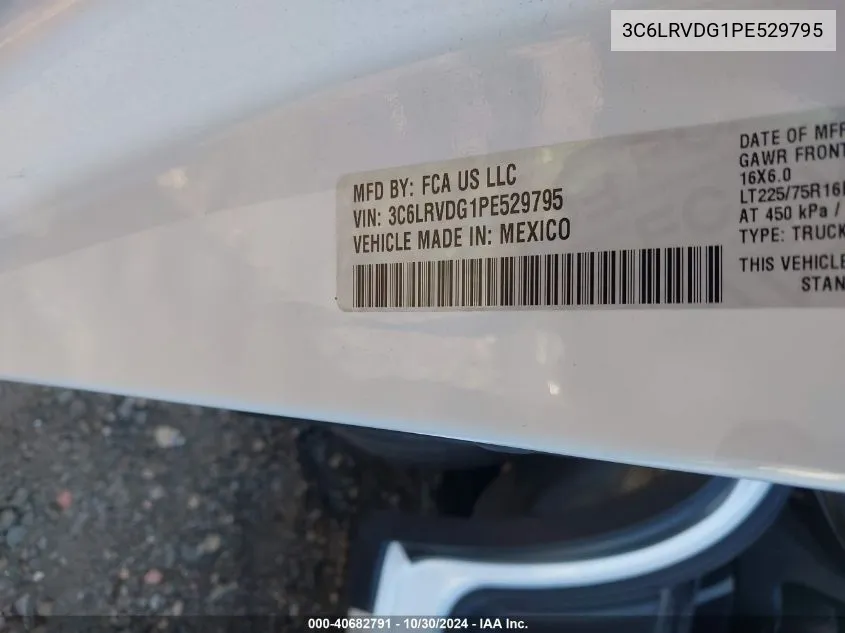 2023 Ram Promaster 2500 High Roof 159 Wb VIN: 3C6LRVDG1PE529795 Lot: 40682791