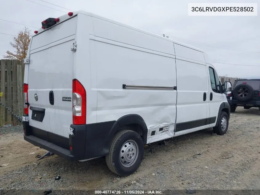 2023 Ram Promaster 2500 High Roof 159 Wb VIN: 3C6LRVDGXPE528502 Lot: 40774726