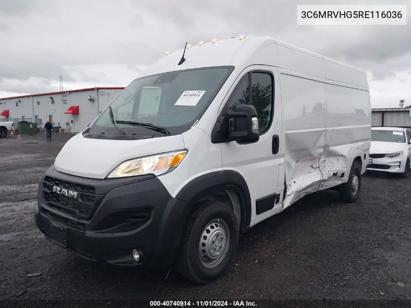 2024 Ram Promaster 3500 Tradesman High Roof 159 Wb W/Pass Seat VIN: 3C6MRVHG5RE116036 Lot: 40740914