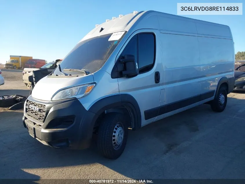 2024 Ram Promaster 2500 Tradesman High Roof 159 Wb W/Pass Seat VIN: 3C6LRVDG8RE114833 Lot: 40781972