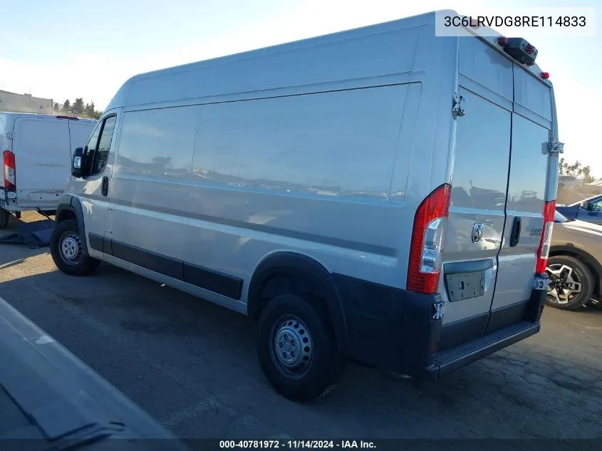 2024 Ram Promaster 2500 Tradesman High Roof 159 Wb W/Pass Seat VIN: 3C6LRVDG8RE114833 Lot: 40781972