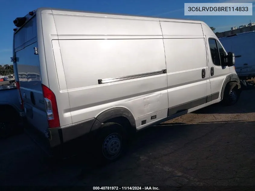 2024 Ram Promaster 2500 Tradesman High Roof 159 Wb W/Pass Seat VIN: 3C6LRVDG8RE114833 Lot: 40781972