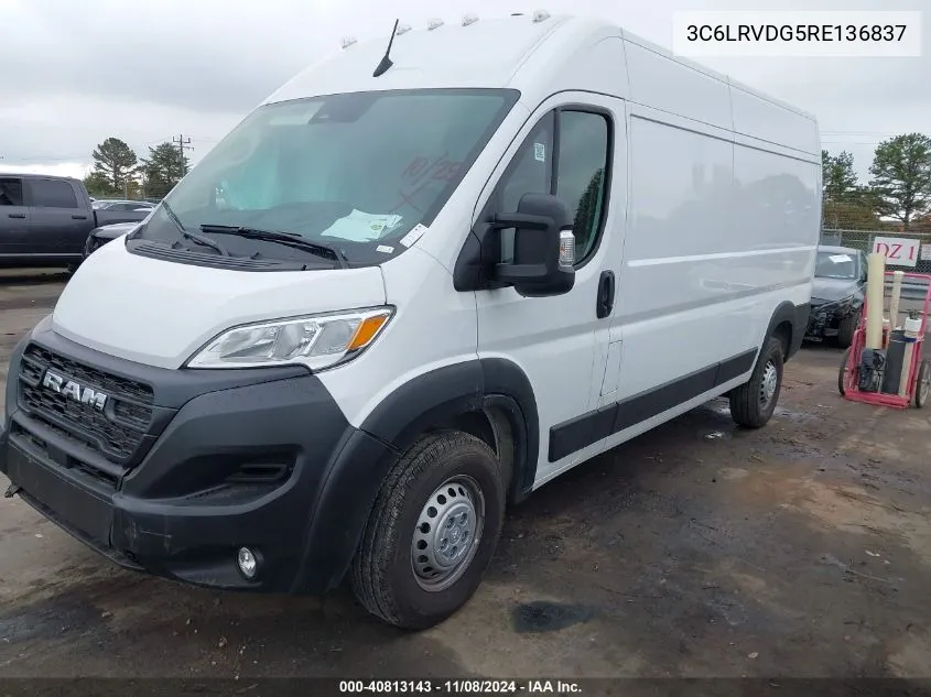 2024 Ram Promaster 2500 Tradesman High Roof 159 Wb W/Pass Seat VIN: 3C6LRVDG5RE136837 Lot: 40813143