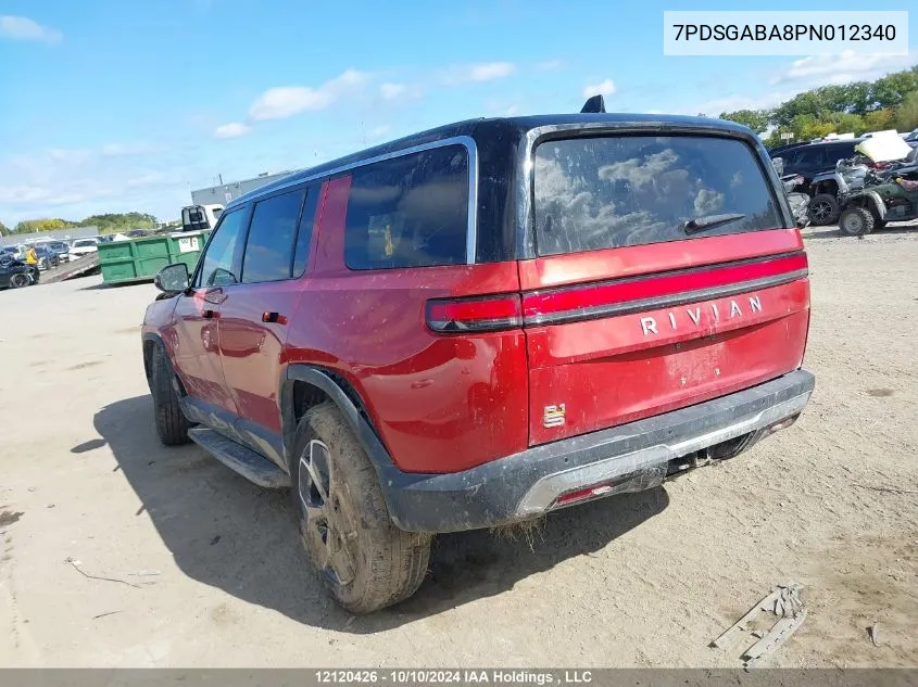 2023 Rivian R1S Adventure VIN: 7PDSGABA8PN012340 Lot: 12120426