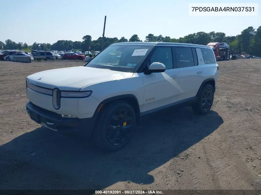 2024 Rivian R1S Adventure Quad Motor Large Pack VIN: 7PDSGABA4RN037531 Lot: 40192091