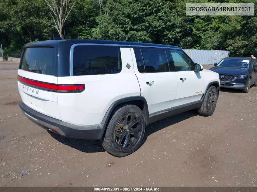 2024 Rivian R1S Adventure Quad Motor Large Pack VIN: 7PDSGABA4RN037531 Lot: 40192091