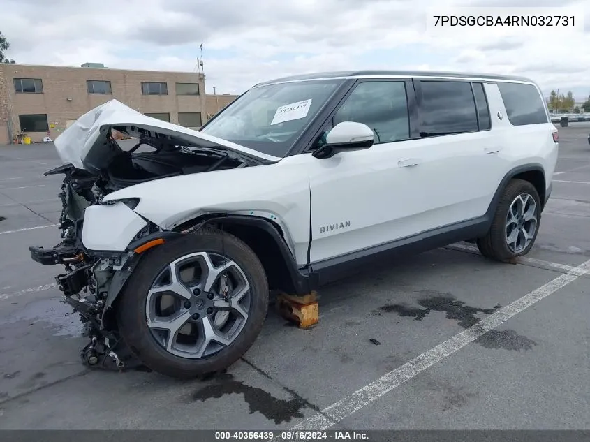 2024 Rivian R1S Adventure Dual Motor Max Pack/Adventure Dual Motor Perf Max Pack VIN: 7PDSGCBA4RN032731 Lot: 40356439