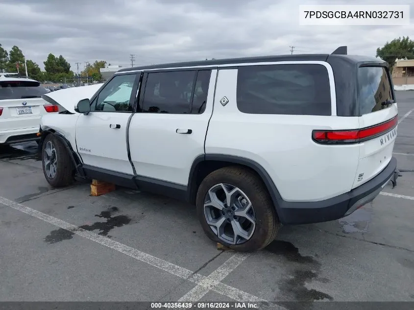 2024 Rivian R1S Adventure Dual Motor Max Pack/Adventure Dual Motor Perf Max Pack VIN: 7PDSGCBA4RN032731 Lot: 40356439