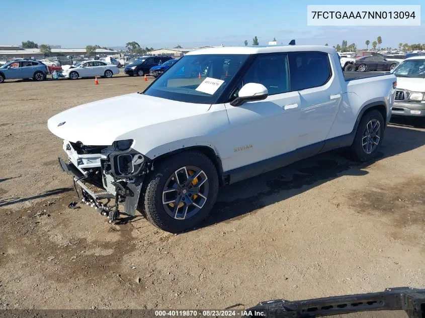 2022 Rivian R1T Adventure VIN: 7FCTGAAA7NN013094 Lot: 40119870