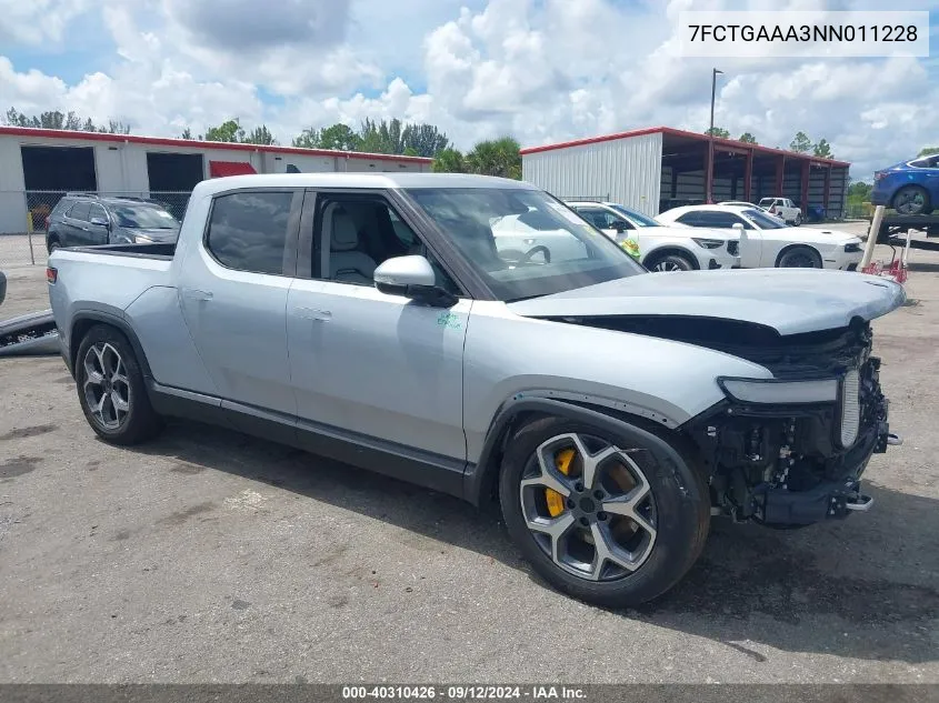 2022 Rivian R1T Adventure VIN: 7FCTGAAA3NN011228 Lot: 40310426