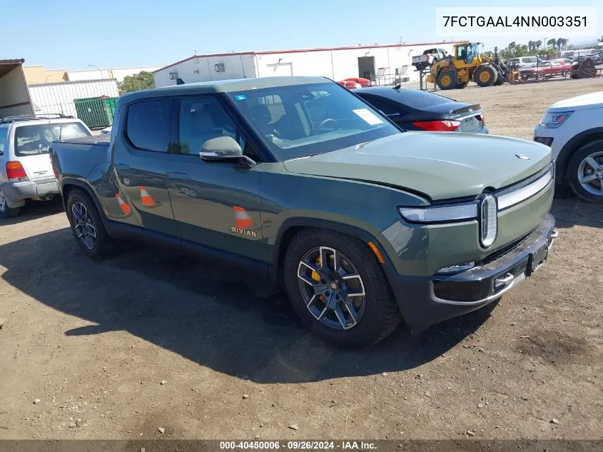 2022 Rivian R1T Launch Edition VIN: 7FCTGAAL4NN003351 Lot: 40450006