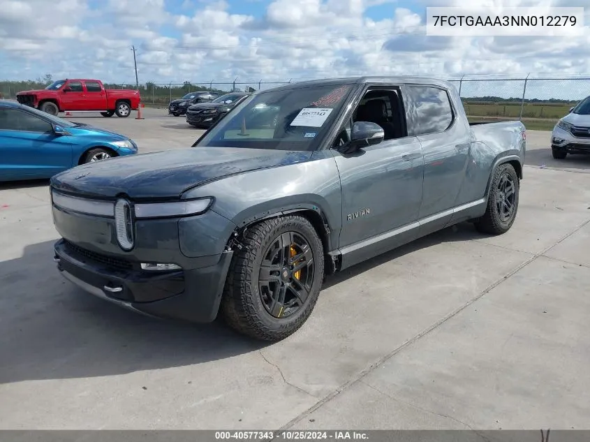 2022 Rivian R1T Adventure VIN: 7FCTGAAA3NN012279 Lot: 40577343