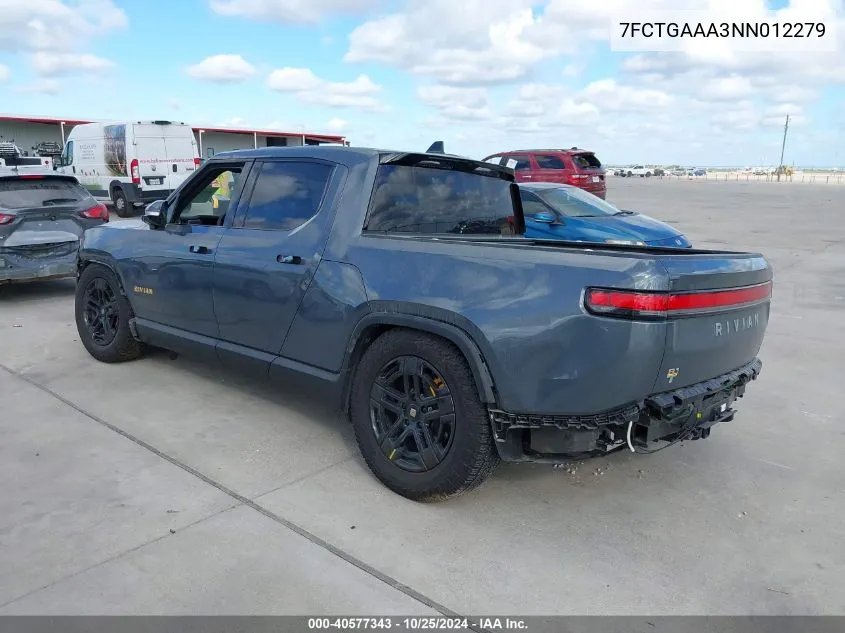 2022 Rivian R1T Adventure VIN: 7FCTGAAA3NN012279 Lot: 40577343