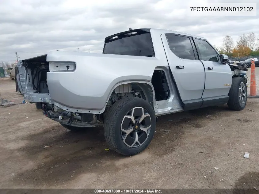 2022 Rivian R1T Adventure VIN: 7FCTGAAA8NN012102 Lot: 40697880