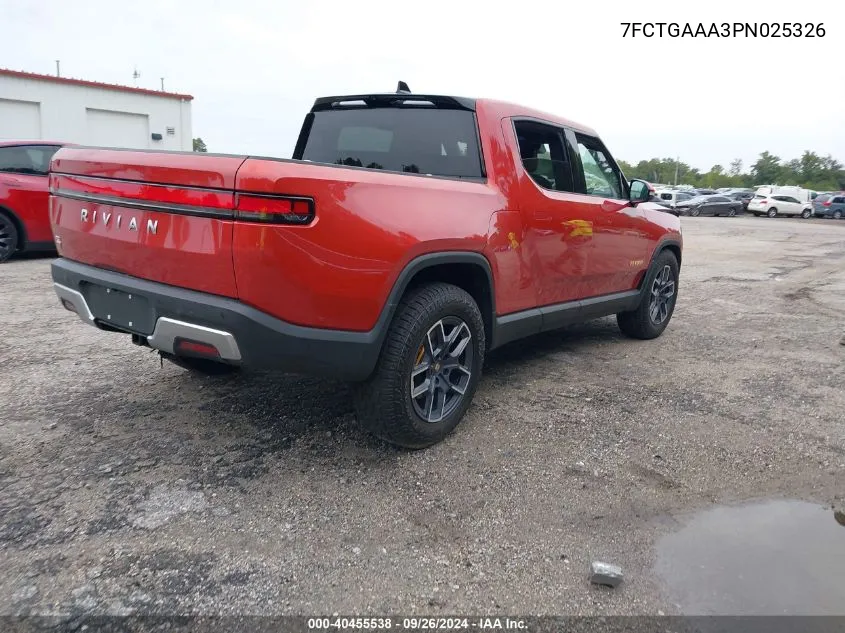 2023 Rivian R1T Adventure Quad Motor Large Pack VIN: 7FCTGAAA3PN025326 Lot: 40455538