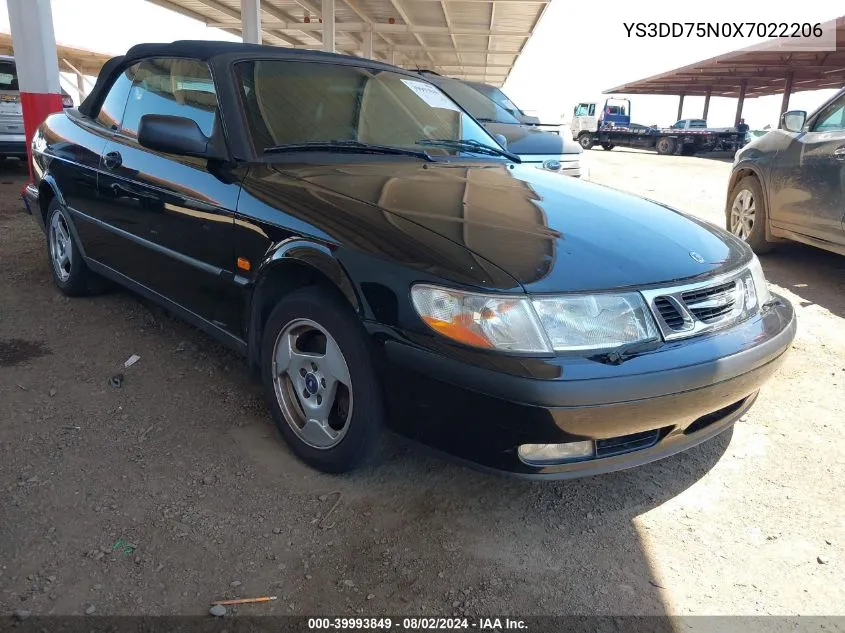 1999 Saab 9-3 VIN: YS3DD75N0X7022206 Lot: 39993849