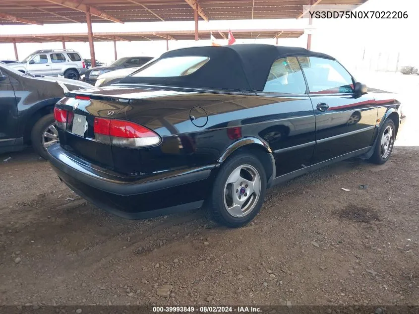 1999 Saab 9-3 VIN: YS3DD75N0X7022206 Lot: 39993849