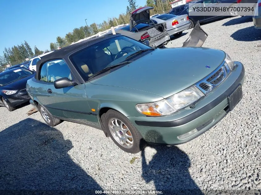 2000 Saab 9-3 VIN: YS3DD78H8Y7007394 Lot: 40474083