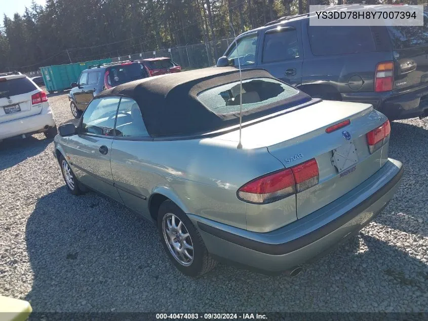 2000 Saab 9-3 VIN: YS3DD78H8Y7007394 Lot: 40474083