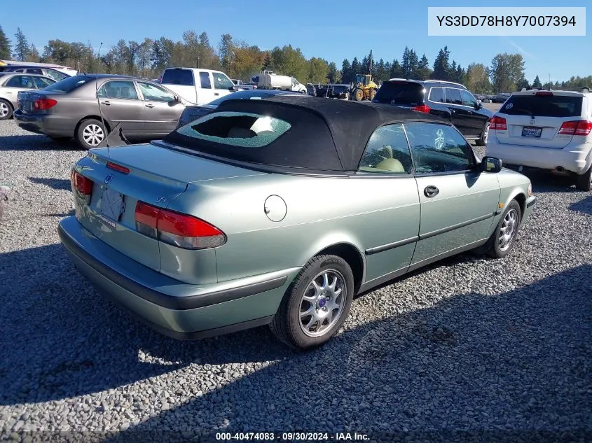 2000 Saab 9-3 VIN: YS3DD78H8Y7007394 Lot: 40474083