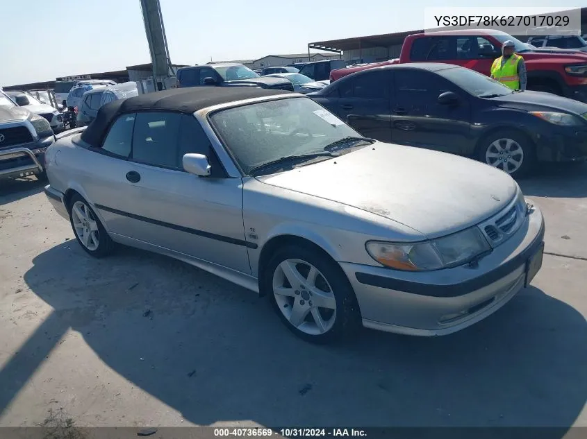 2002 Saab 9-3 Se VIN: YS3DF78K627017029 Lot: 40736569