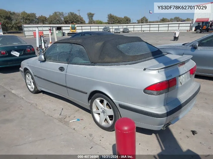 2002 Saab 9-3 Se VIN: YS3DF78K627017029 Lot: 40736569