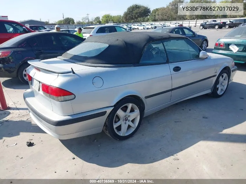 2002 Saab 9-3 Se VIN: YS3DF78K627017029 Lot: 40736569