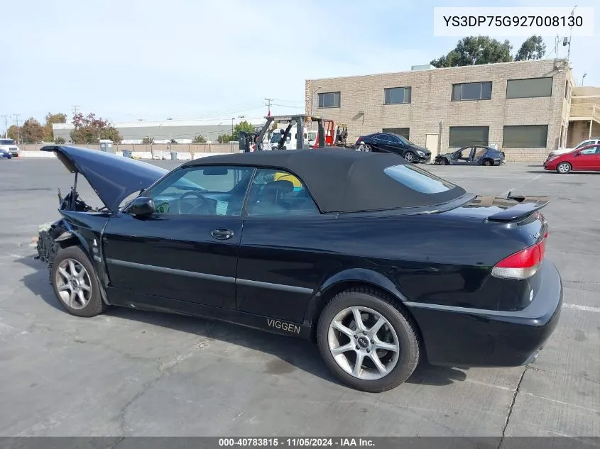 2002 Saab 9-3 Viggen VIN: YS3DP75G927008130 Lot: 40783815