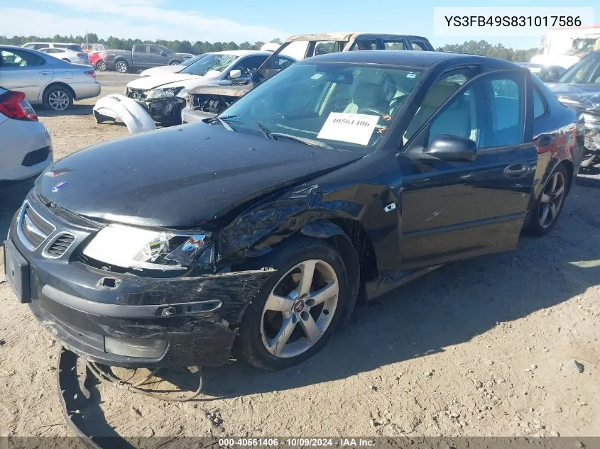 2003 Saab 9-3 Linear VIN: YS3FB49S831017586 Lot: 40561406