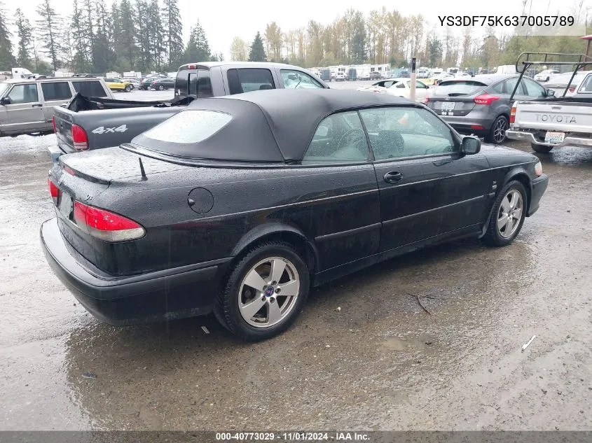 2003 Saab 9-3 Se VIN: YS3DF75K637005789 Lot: 40773029