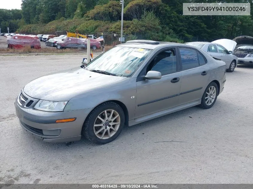 2004 Saab 9-3 Arc VIN: YS3FD49Y941000246 Lot: 40316425