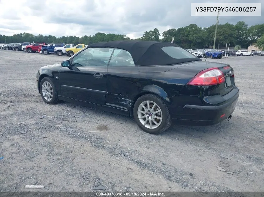 2004 Saab 9-3 Arc VIN: YS3FD79Y546006257 Lot: 40378318