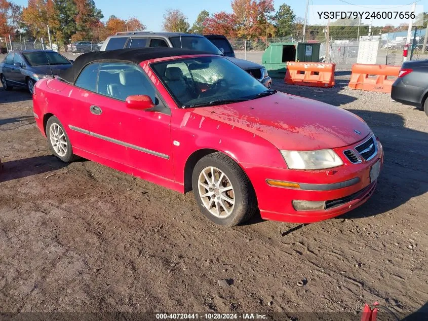 2004 Saab 9-3 Arc VIN: YS3FD79Y246007656 Lot: 40720441