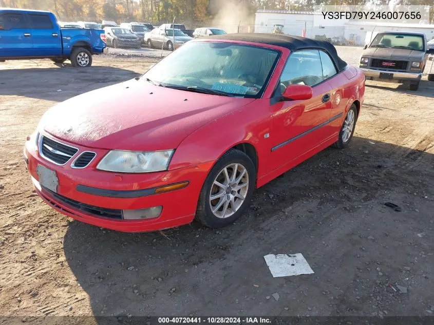 2004 Saab 9-3 Arc VIN: YS3FD79Y246007656 Lot: 40720441