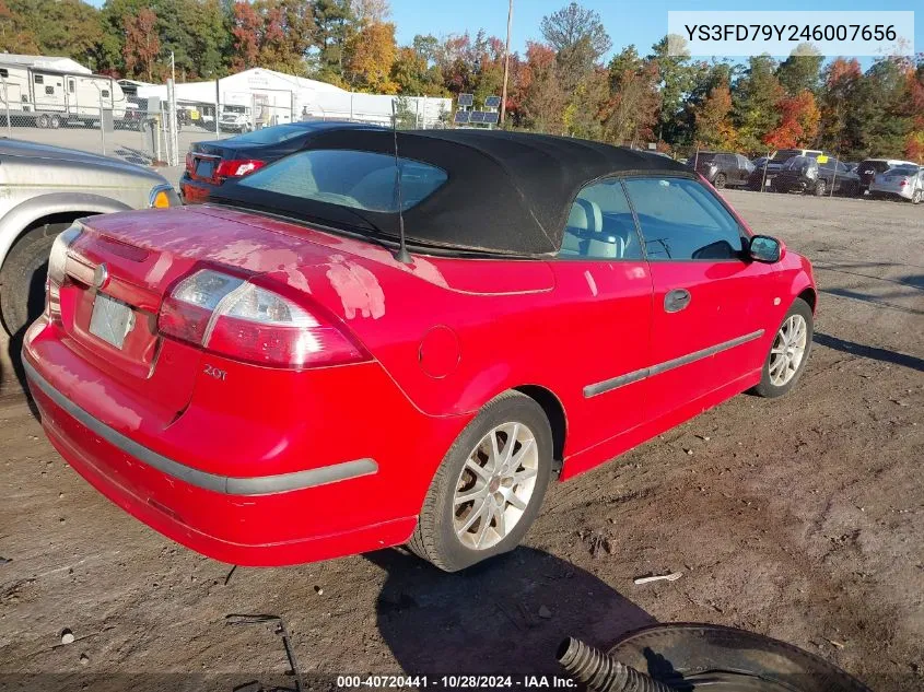 2004 Saab 9-3 Arc VIN: YS3FD79Y246007656 Lot: 40720441