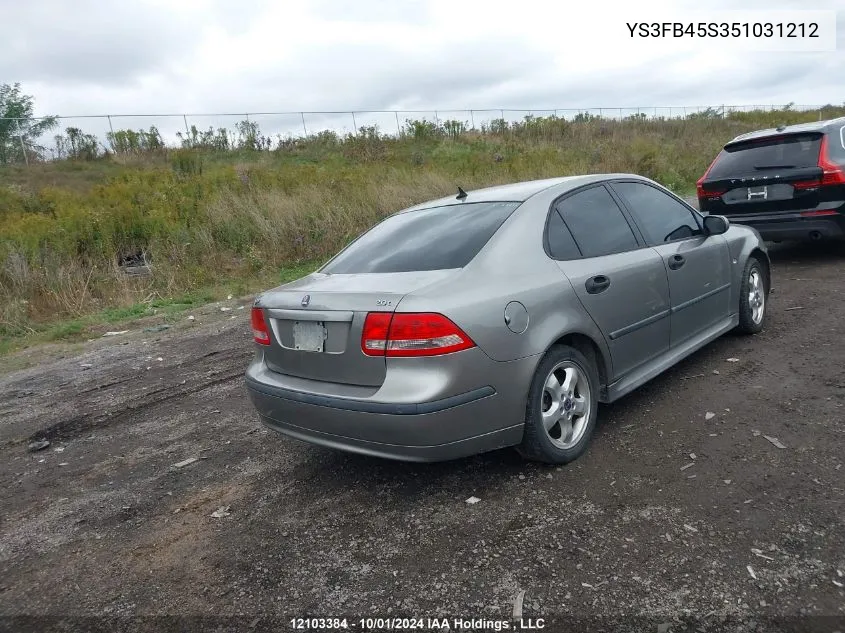 2005 Saab 9-3 VIN: YS3FB45S351031212 Lot: 12103384